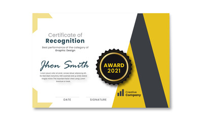 Award certificate of recognition vector layout print ready