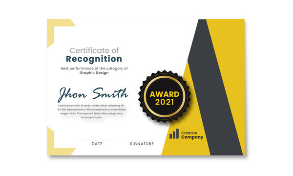 Award certificate of recognition vector layout print ready