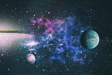 Universe filled with stars, nebula and galaxy . Science fiction art. Elements of this image furnished by NASA.