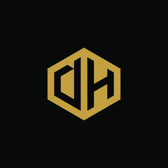 Initial letter DH hexagon logo design vector