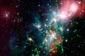 Planet earth and star over milky way background,Blue planet for wallpaper. Green planet or Globe on...