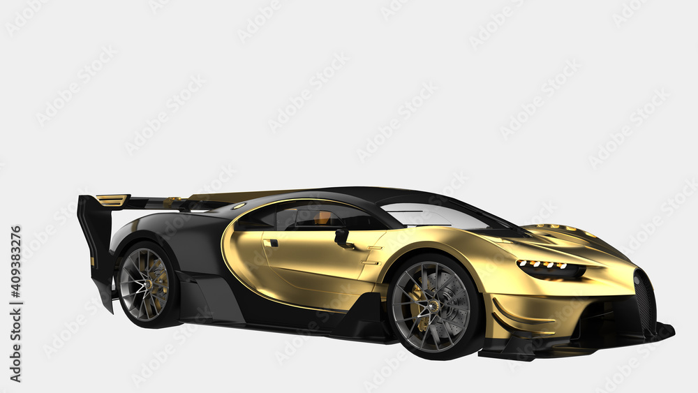 Poster hyper car close-up scene isolated on background. ideal for large publications or printing. 3d render