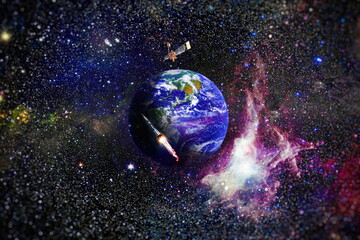 planets, stars and galaxies in outer space showing the beauty of space exploration. Elements...