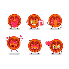 Slice of tamarillo cartoon character with love cute emoticon