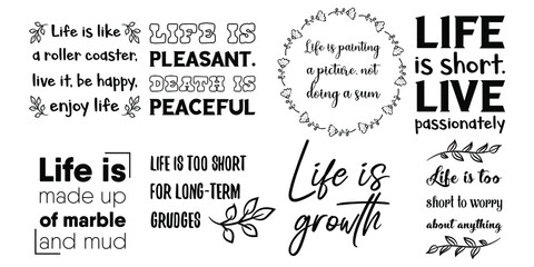 Set of Calligraphy saying for print. Motivation Inspiring Positive Vector Quotes for every day. Ready to post in social media, brochure, magazine.