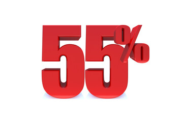 55 Percent off 3d Sign on White Background, Special Offer 55% Discount Tag, Sale Up to 55 Percent Off,big offer, Sale, Special Offer Label, Sticker, Tag, Banner, Advertising, offer. 