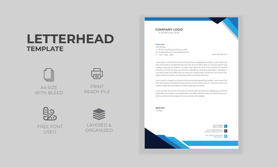 Professional Elegant Corporate Company Modern Letterhead Stationery Print Ready A4 Size Simple business letterhead design Free Vector