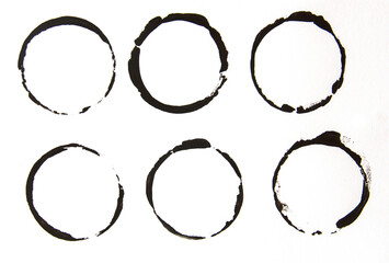 Drink stains on a white background close up.