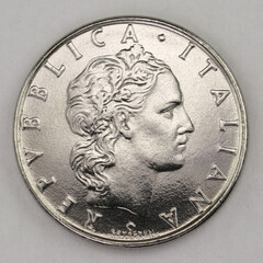 50 Lire 1984, Italian old lire coin, backside, Italy, vintage