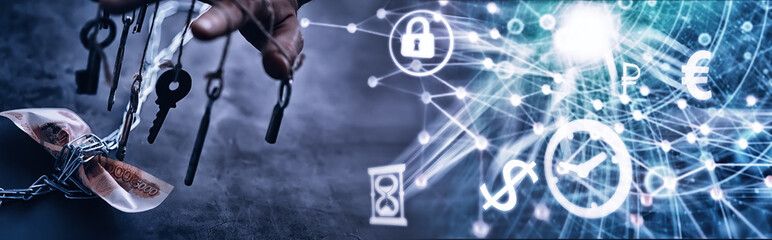 Business concept. The depreciation of the national currency. Bill with the inscription 