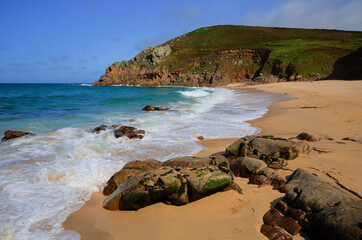 Portheras Cove Cornwall secluded beach hidden gem on the Cornish coast South West of St Ives 