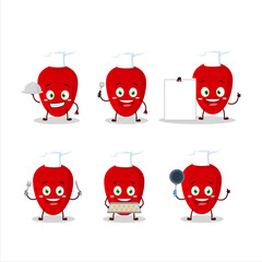 Cartoon character of tamarillo with various chef emoticons