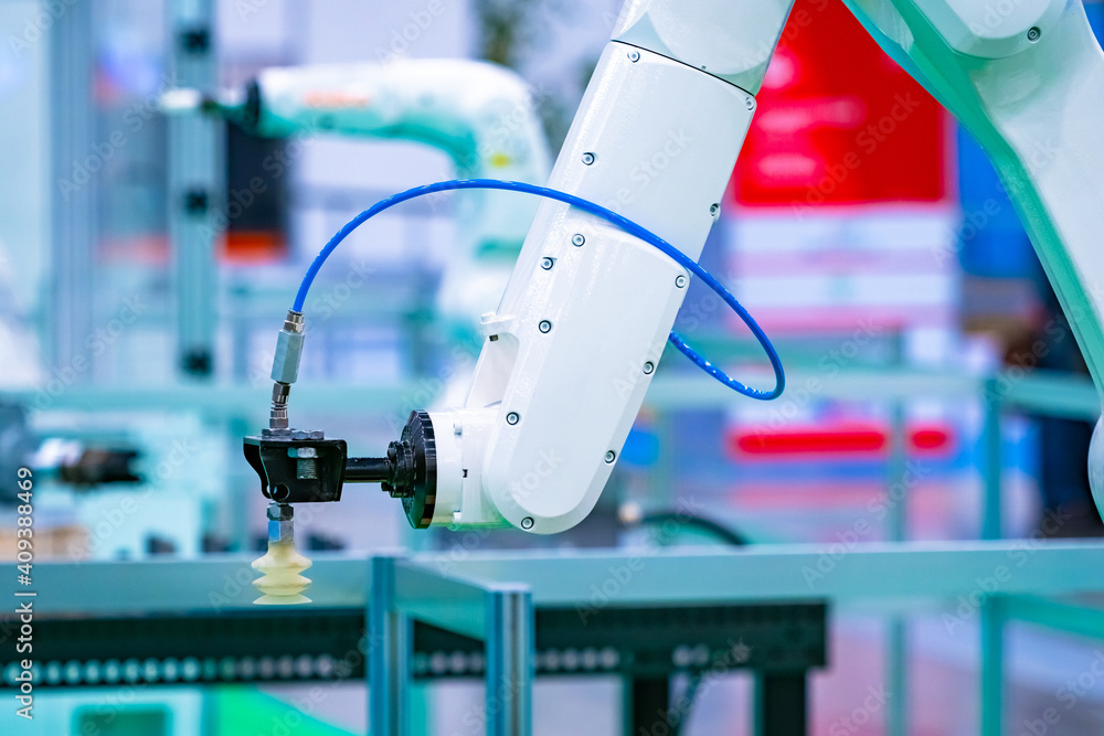Poster industrial robot. robotics. production automation. programming devices for use in the factory floor.