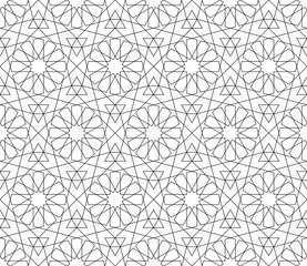 Seamless arabic geometric ornament in black color.