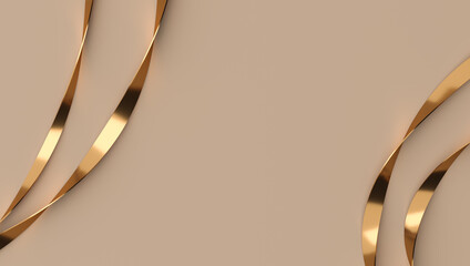 top of cream space and golden curved line, minimal copy space for text or product presentation.