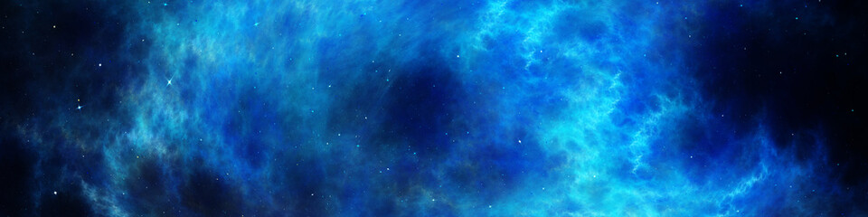 Fototapeta na wymiar Universe filled with stars, nebula and galaxy. Panoramic abstract fractal wallpaper of colorful cosmos with stardust. 3D rendering starry night background. Digital fractal art.