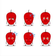 Cartoon character of tamarillo with sleepy expression