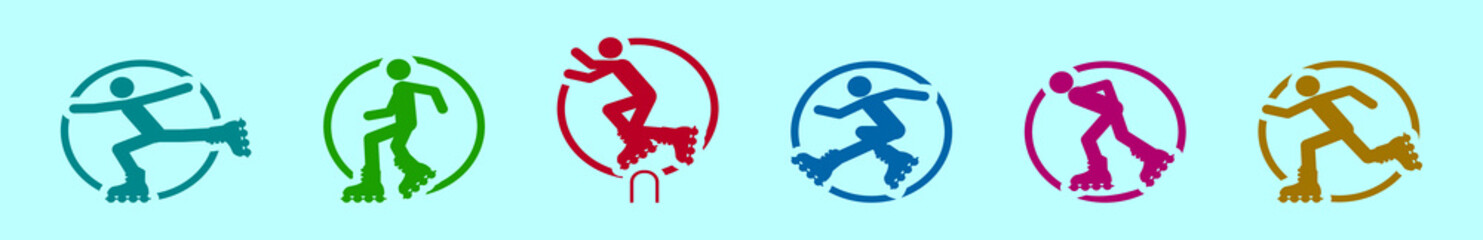 Obraz premium set of roller blade cartoon icon design template with various models. vector illustration isolated on blue background
