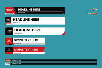 Lower third news vector set for broadcasting and media online