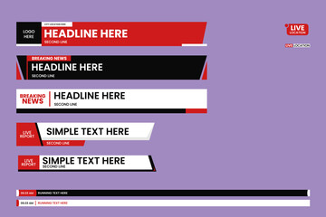 Lower third news vector set for broadcasting and media online