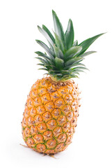 Ripe whole pineapple isolated on the white