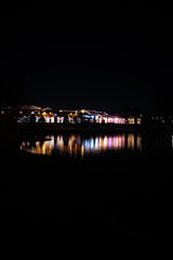 
trees, sky, clouds, mountain, night