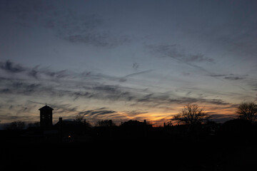 
trees, sky, clouds, mountain, night