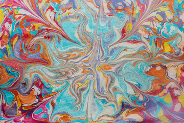 Beautiful abstract painting is a painting technique Ebru .Turkish Ebru style on the water with acrylic paints wring wave.Stylish combination of luxury.Contemporary art marble liquid texture