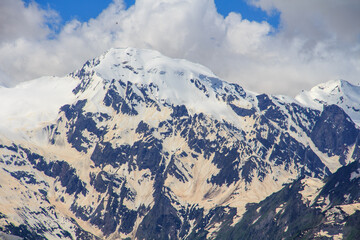 Fototapeta na wymiar Svaneti mountains covered by snow