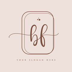 BF Initial handwriting logo. Hand lettering Initials logo branding, Feminine and luxury logo design isolated on elegant background.