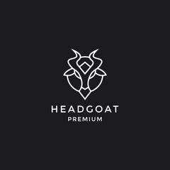 Goat head logo line icon  outline vector sign  linear pictogram isolated  in black background.