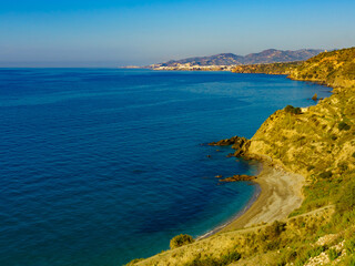 Spanish coast landscape, cliffs in Andalusia.