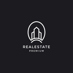 modern abrtract bulding for real estate logo company in black background.