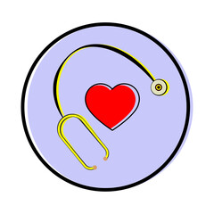 Stethoscope and heart. Stethoscope and heart icon on a white background. 