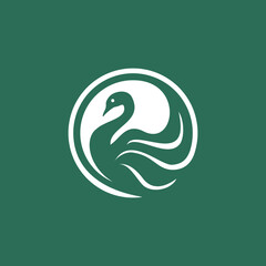 Obraz premium swan logo vector. Abstract minimalistic logo icon bird silhouette of a swan