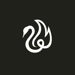 swan logo vector.
Abstract minimalistic logo icon bird silhouette of a swan