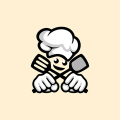 Simple Kitchen Chef Design Logo template, vector illustration 