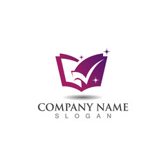 Book with check mark logo accounting analytic vector design template