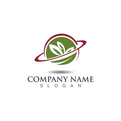 Farming ecology green nature logo design template, Agriculture icon