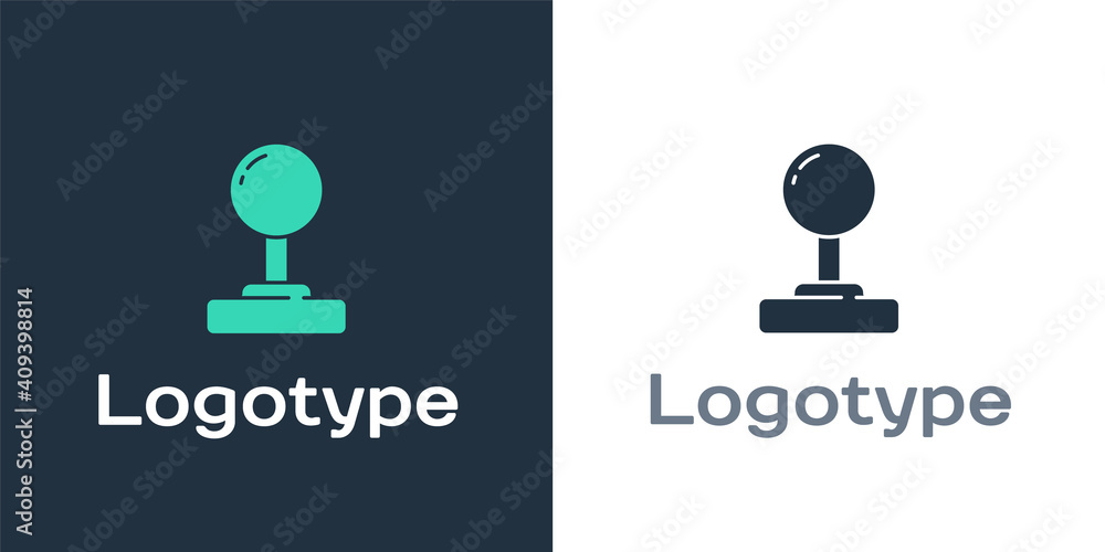 Poster Logotype Joystick for arcade machine icon isolated on white background. Joystick gamepad. Logo design template element. Vector.