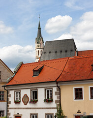 Fototapeta na wymiar The roof of Czesky Krumlov medieval city