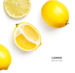 Lemon citrus fruits composition and creative layout.