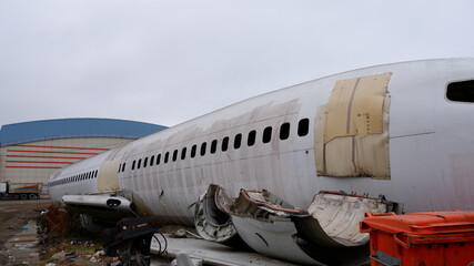 The crashed plane. The old plane was discarded as scrap, the big passenger plane crashed.Plane crash .