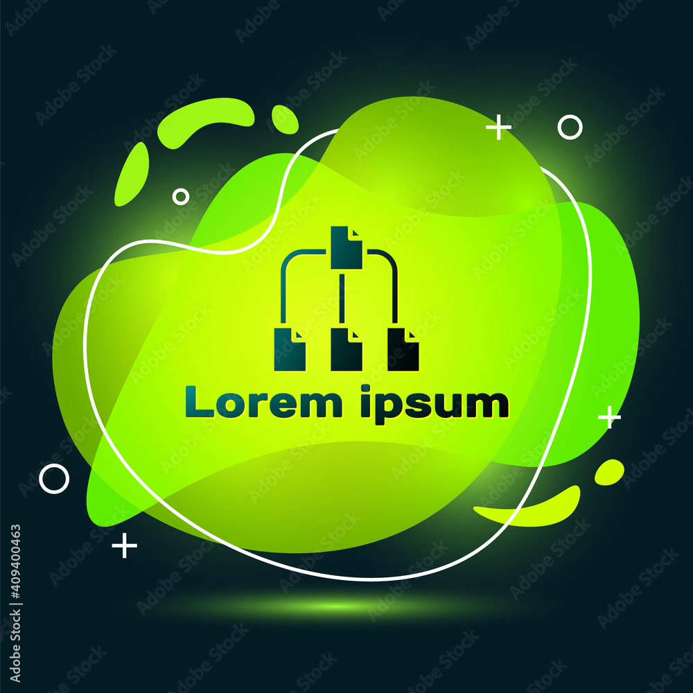 Poster black folder tree icon isolated on black background. computer network file folder organization struc
