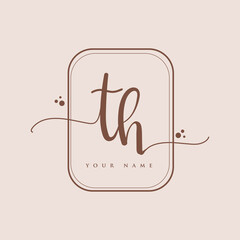 TH Initial handwriting logo. Hand lettering Initials logo branding, Feminine and luxury logo design isolated on elegant background.