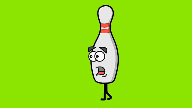 animated video of a bowling pin character running