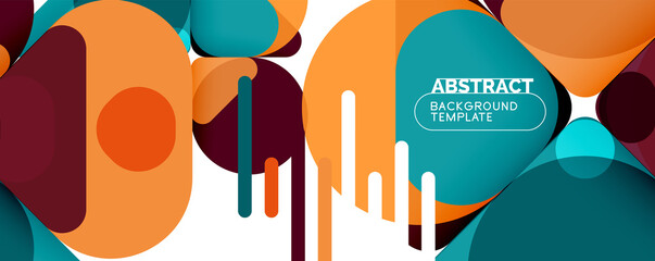 Modern geometric round shapes and dynamic lines, abstract background. Vector illustration for placards, brochures, posters and banners