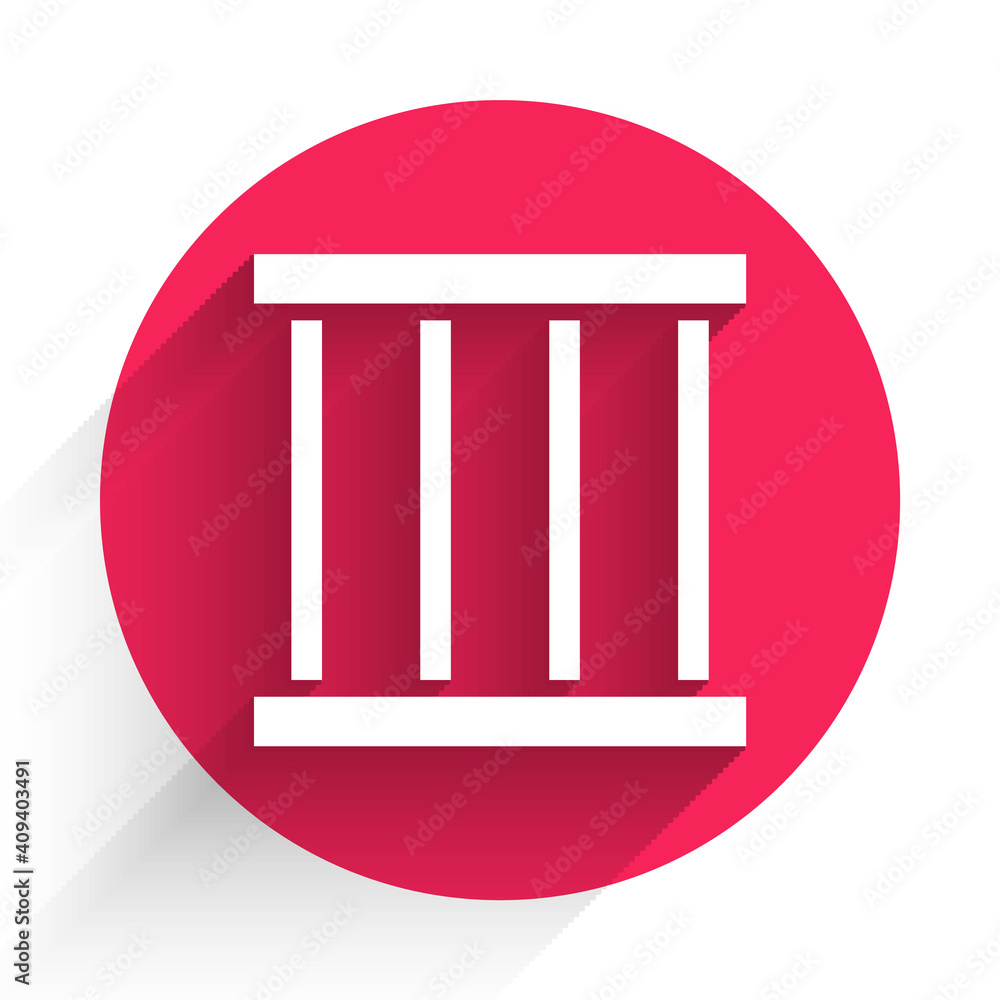 Aufkleber white prison window icon isolated with long shadow. red circle button. vector.