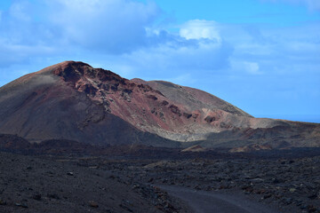 Beautiful volcanic landscape at the Timanfaya National Park. Lanzarote, Spain.