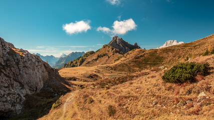 The Carnic Alps in a colorful autumn day